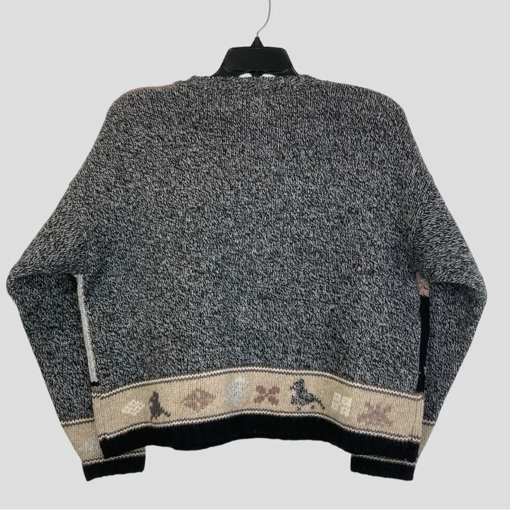 Vintage Eddie Bauer Patchwork Cable Crochet Knit Sweater Cozy Nordic Design Sz.L - Picture 9 of 12